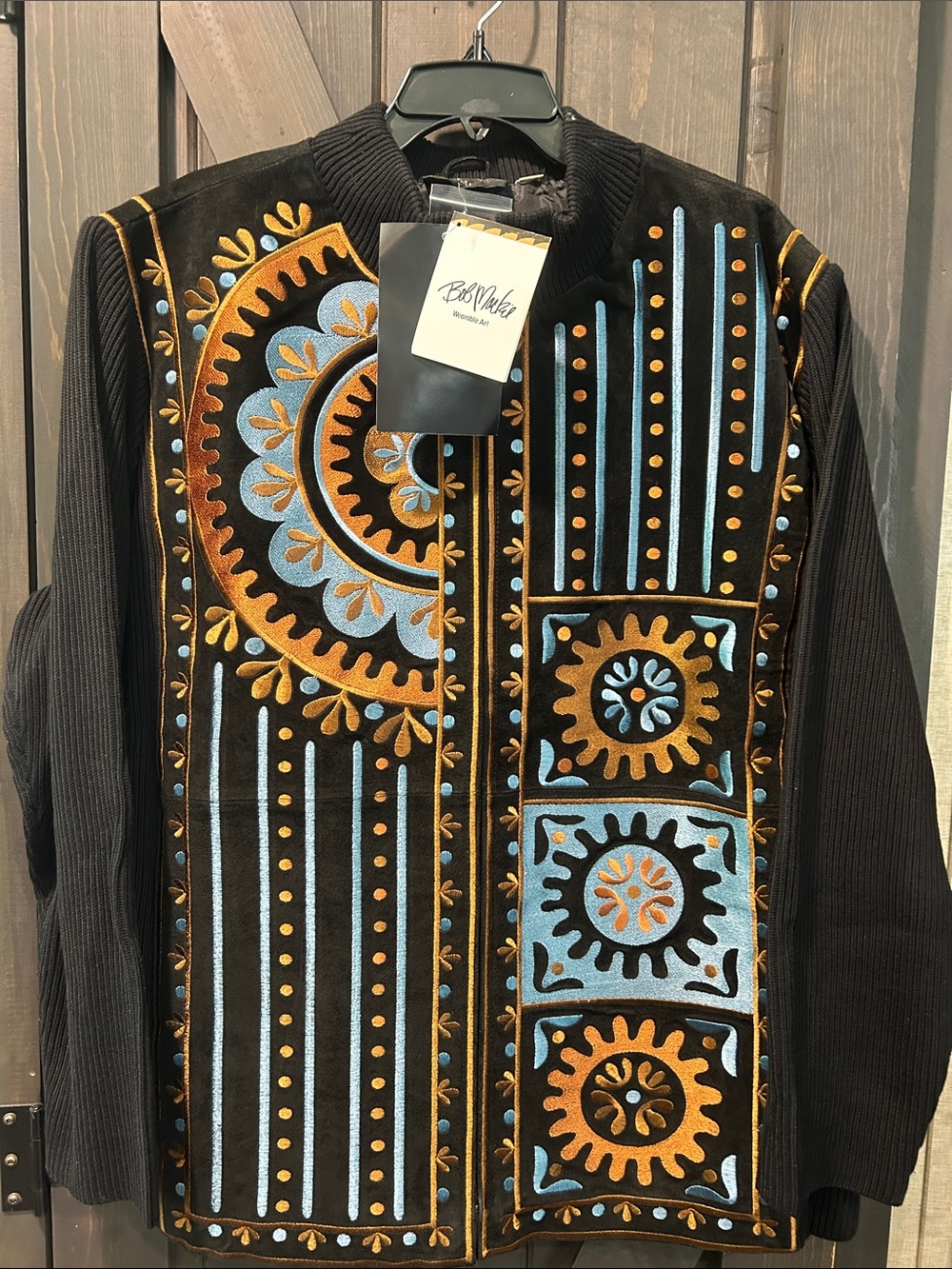 Bob Mackie Black Jacket with Blue & Gold Embroidery